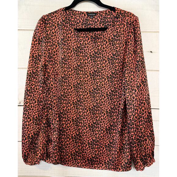 J. Peterman Animal Print Long Sleeve Blouse Size 12 - Picture 1 of 6